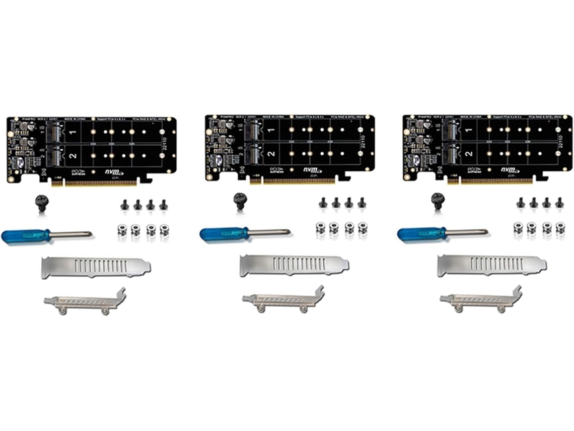 Tarjeta Elevadora De Servidor 2u Nvme Pcie X16 A M.2-key Nvmex4 Ssd De Doble Cara Para 4 Discos, Dividida.