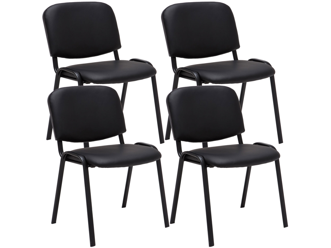 Juego de 4 sillas de visita Ken en piel sintética negra Clp