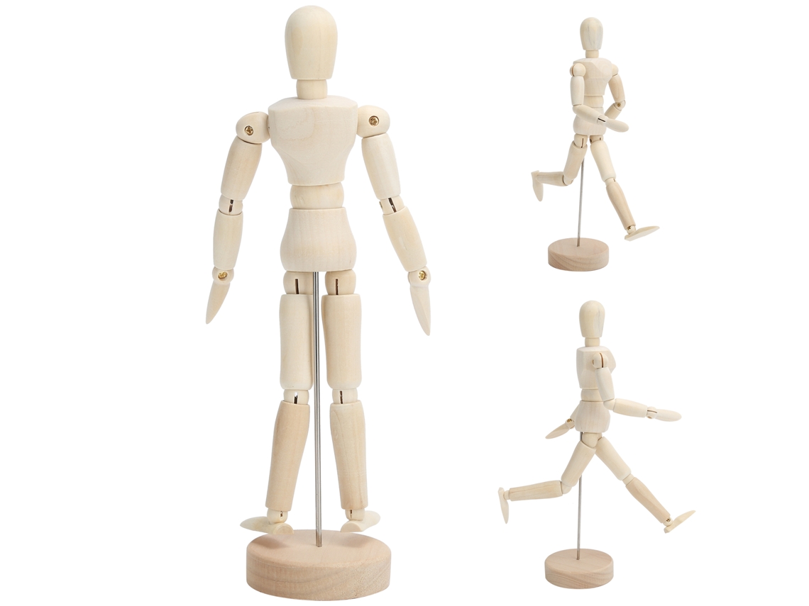 Boneco de Madeira Ajustável 21,7cm para Artistas Modelo Humano Decorativo Casa
