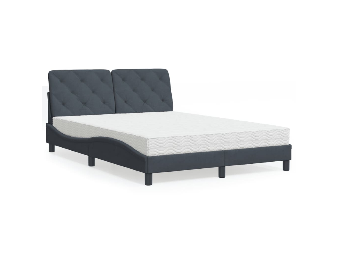 Cama Con Colchón Terciopelo Gris Oscuro 120x200 Cm