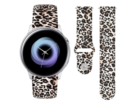 Correa de reloj inteligente para Samsung Galaxy Active2 de 20 mm con hebilla inversa de silicona impresa (leopardo marrón)