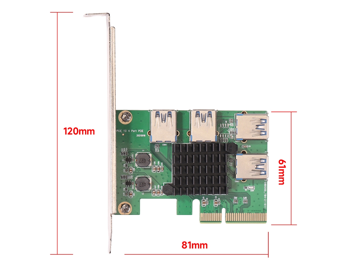 Tarjeta Adaptadora De Placa Gráfica Pci-e X4 A Usb3.0 Con 4 Interfaces Usb3.0