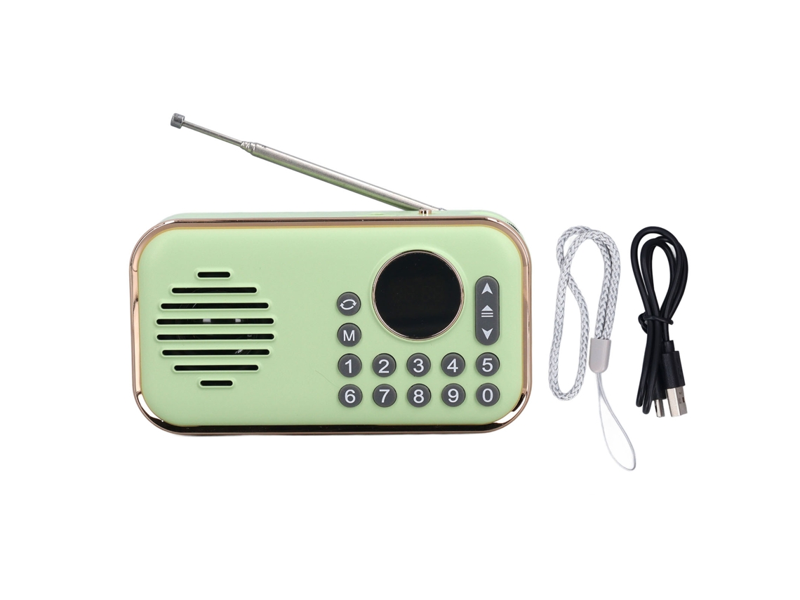 2026-altavoz Bluetooth Radio Portátil Con Tarjeta De Memoria, Usb, Reproductor Mp3 Y Radio Fm Verde