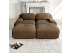 Sofá 2 Plazas - Modular Con Chaiselongue, Rústico Y Ergonómico, Cojines Hochelásticos - Marrón
