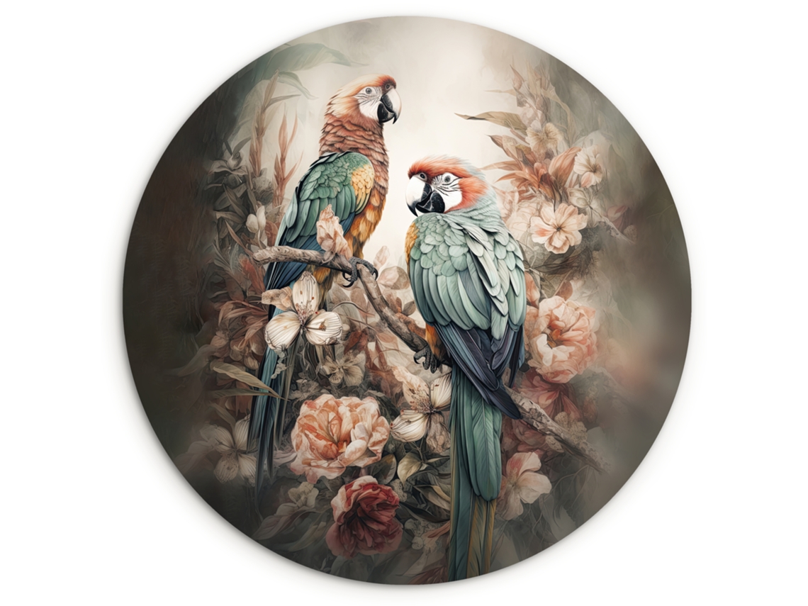 El Cuadro Loros - Aves - Naturaleza - Flores 150x150 Cm