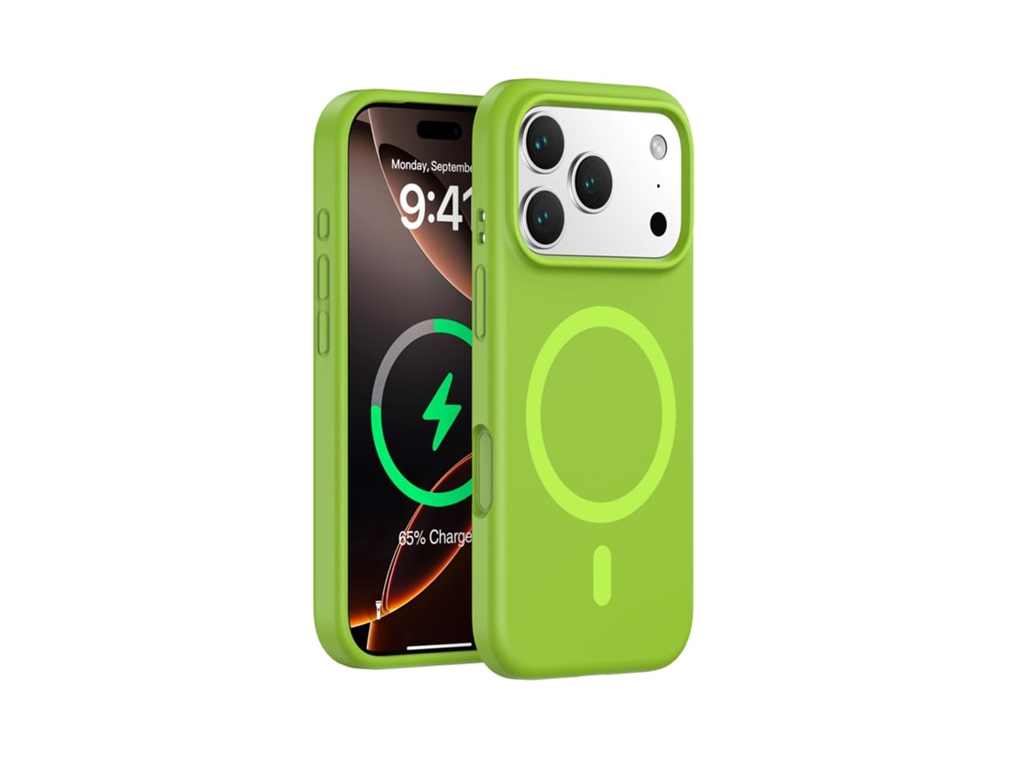 (amarillo Verdoso, Iphone 17) Funda Magnética Resistente Para Iphone, De Silicona Líquida De Color Sólido Y Diseño Sencillo.