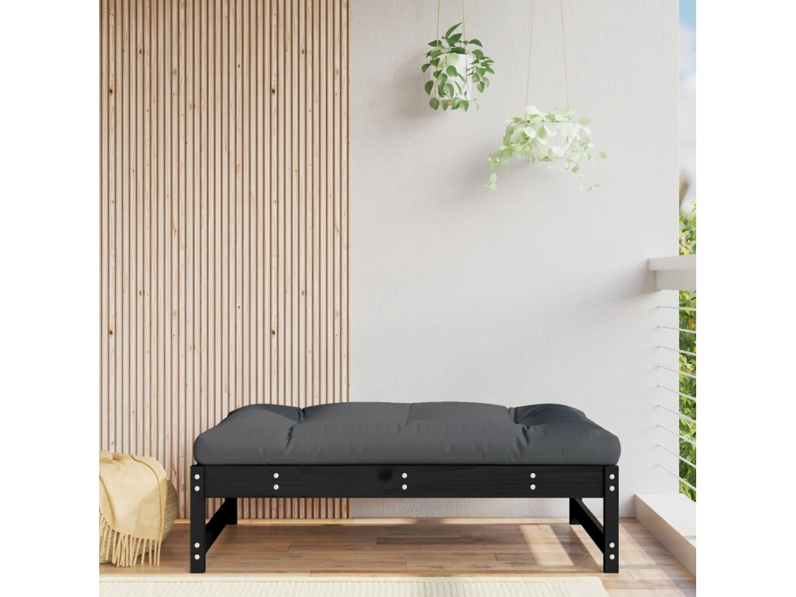 Reposapiés de jardín 120x80 cm Pino macizo Negro Wsd27828 Lovely Home