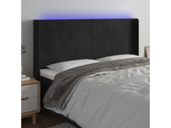 Cabecero Con Led De Terciopelo Negro 183x16x118/128 Cm