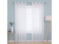 2026-3597-cortinas Transparentes Modernas Linjou 2 Paneles 132x242cm Grommets Poliéster Blanco Cocina Salón 132 X 242 Cm