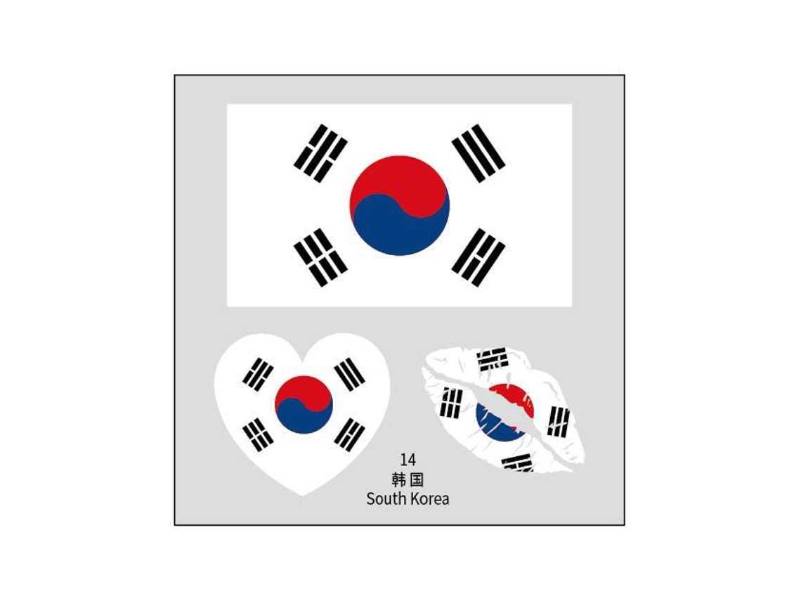 50 Tatuajes Temporales De La Bandera De Corea Del Sur, Pegatinas Faciales De Transferencia Al Agua.