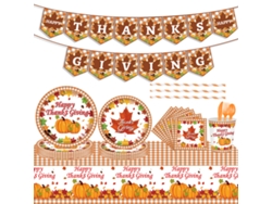 Juego de platos y servilletas desechables de calabaza y hoja de arce para fiesta de Acción de Gracias NEVEANCE