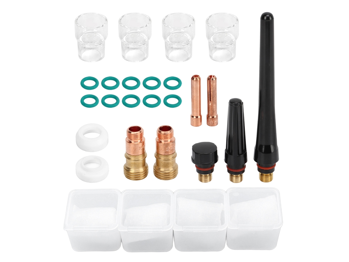 Kit De Accesorios Para Soldadura Tig De 23 Piezas: Copa De Vidrio, Conector Y Abrazadera Para Wp 17, 18 Y 26.
