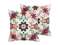 Conjunto de 2 cojines decorativos BELIANI Bahraich de Algodón Multicolor 50x50x10