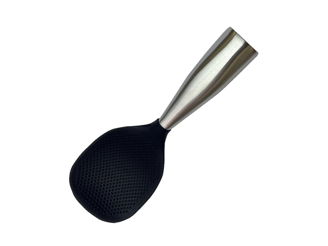 Espátula de silicona antiadherente para arroz con mango ergonómico, resistente al calor hasta 230 °C, color negro.