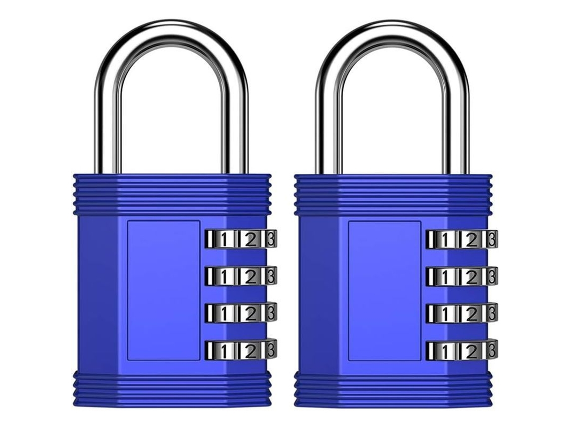 Candado De Combinación De 4 Dígitos, 2 Unidades, Resistente Al Agua, Para Gimnasio, Escuela, Armarios, Cerrojos, Exteriores (azul)