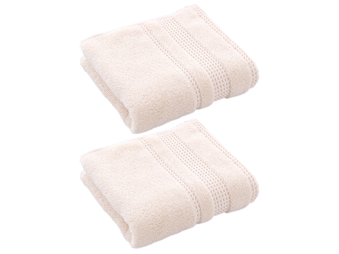 Juego de toallas Kofihety baño rostro algodón beige - 2 piezas (34x72)