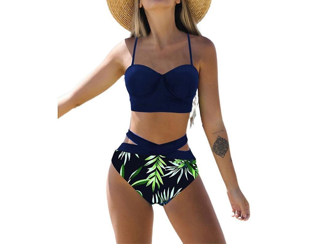 2026-8334-bikini De Mujer De Hombros Altos Con Girasol Btq De Poliéster De Alta Calidad Xl C