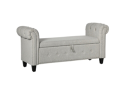Puf Con Reposabrazos Para Salón O Dormitorio, 146,5 X 49 X 74,5 Cm, Gris Claro.