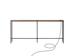 Consola estrecha de un solo nivel Succebuy, 180 x 20 x 80 cm, marrón y negro