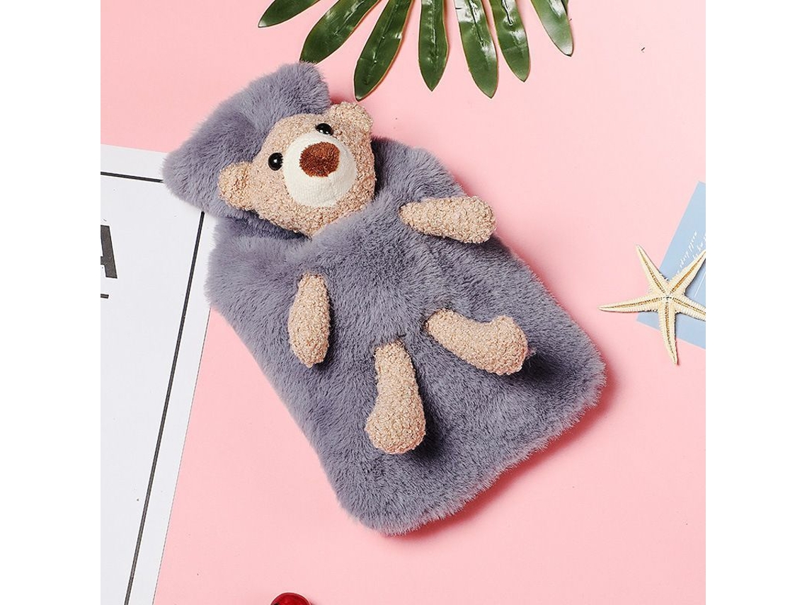 Bolsa De Agua Caliente Con Funda Suave De Oso Para Aliviar El Dolor De Hombro, Terapia De Frío Y Calor, 1 L, Gris Oscuro