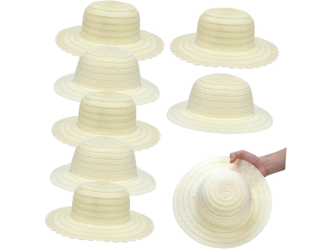 Juego Sombreros Kit 8 Tamaño Mediano, Manual Niños Niñas, De Paja Lisos Para Y Superficie Lisa Lista