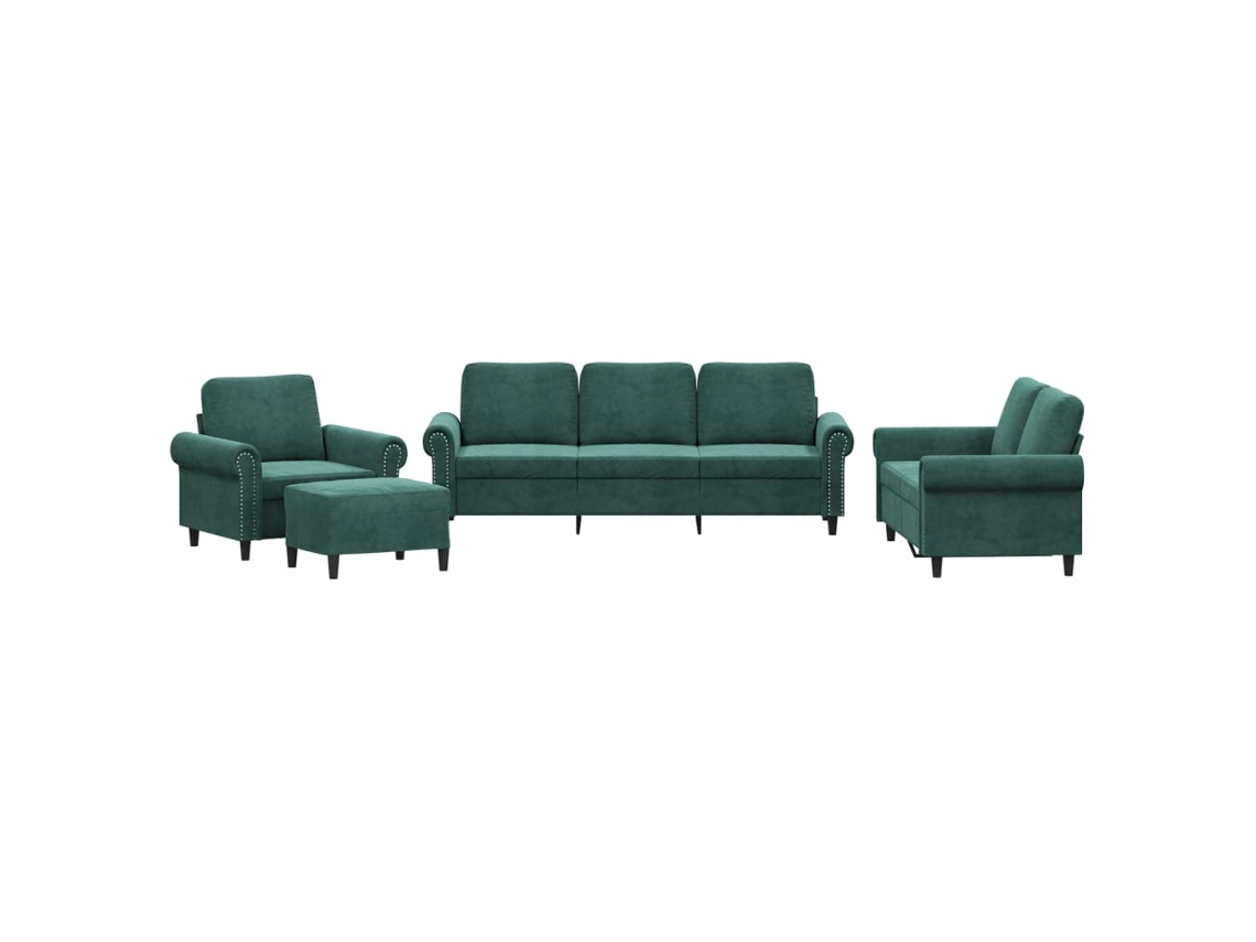 Maison Exclusive - Juego De Sofás Con Cojines 4 Piezas Terciopelo Verde Oscuro