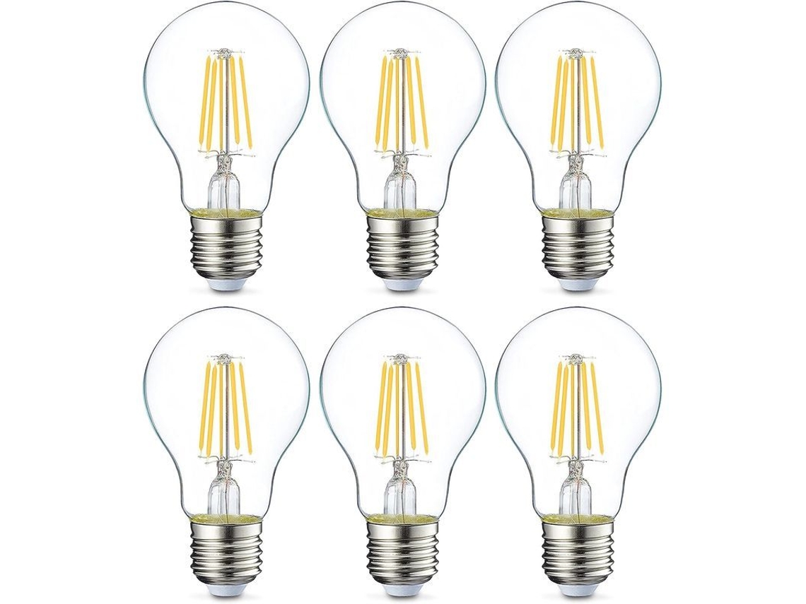 Kit De 6 Bombillas Led E27 De 4w (equivalentes A 40w) Con Filamento Transparente, No Regulables.