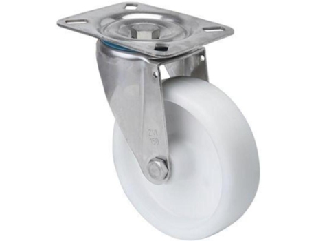 Rueda Giratora Placa Inox.10Zvi100-Ut Poliamix Blanco Eje Liso ALEX