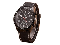 Reloj De Pulsera De Silicona Para Hombre Con Esfera Redonda, Reloj Deportivo De Cuarzo Naranja