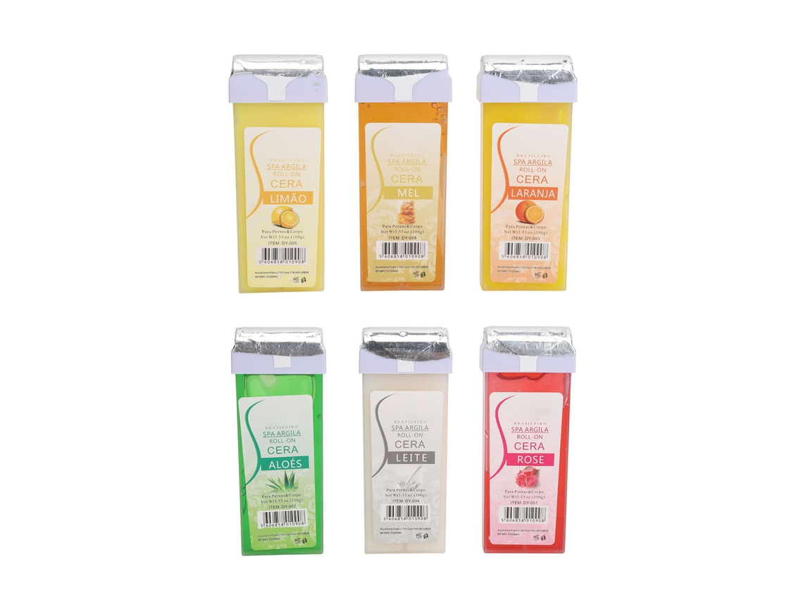 6pcs Cera Depilatoria Roll On De Alta Viscosidad Para Brazos Piernas Axilas 100g