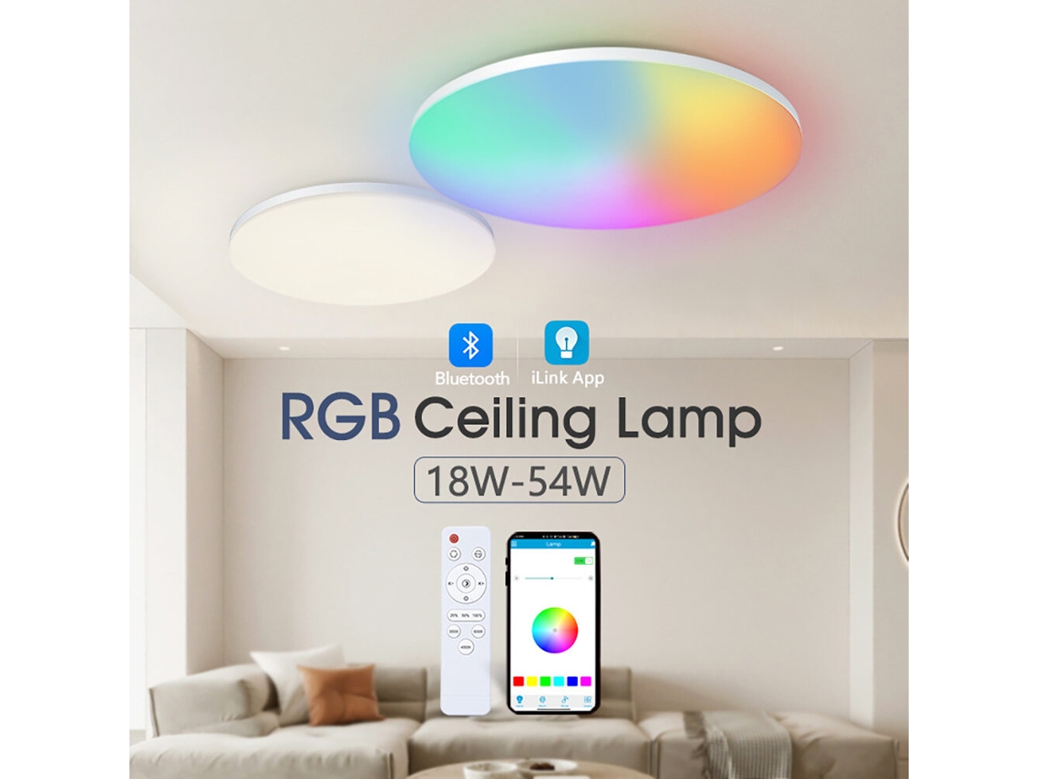 Lámpara de techo inteligente Elfeland Bluetooth RGB de 30 cm, brillo ajustable de 3000 a 6500 K, sincronización de música, aplicación y control remoto.