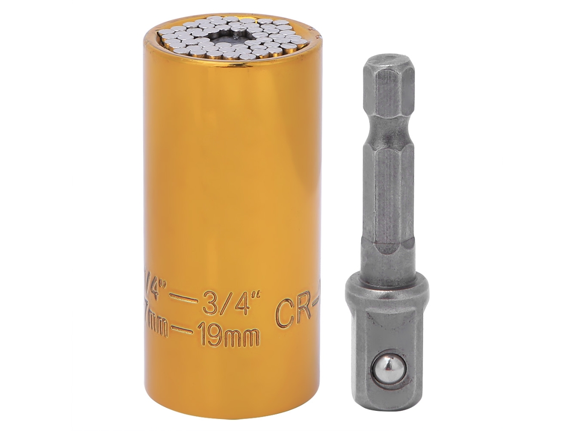 Enchufe Universal 1/4in-3/4in Com Vara De Conexão 3/8in Cr V Para Indústria Automotiva Amarelo