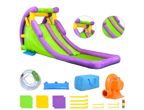 Happy Hop Tobogán de agua hinchable con piscina PVC 600x215x255 cm