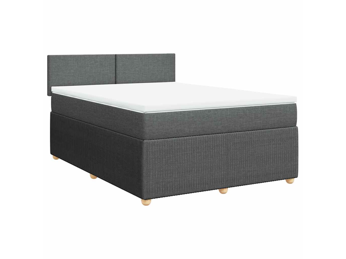 Maison Exclusive - Cama Box Spring Con Colchón Tela Gris Oscuro 140x190 Cm
