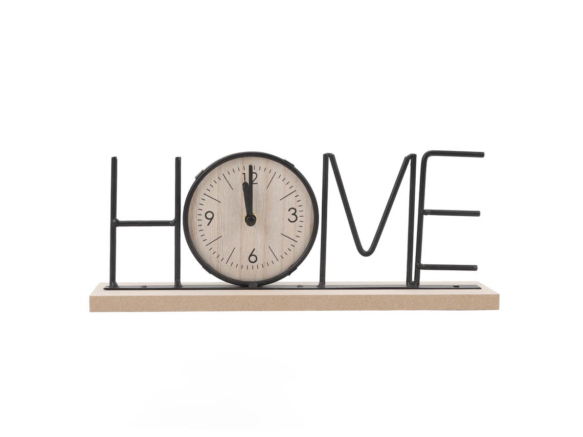 Reloj De Escritorio De Madera Y Hierro Con Un Moderno Diseño De Letras Decorativas Para Sala De Estar Y Oficina.