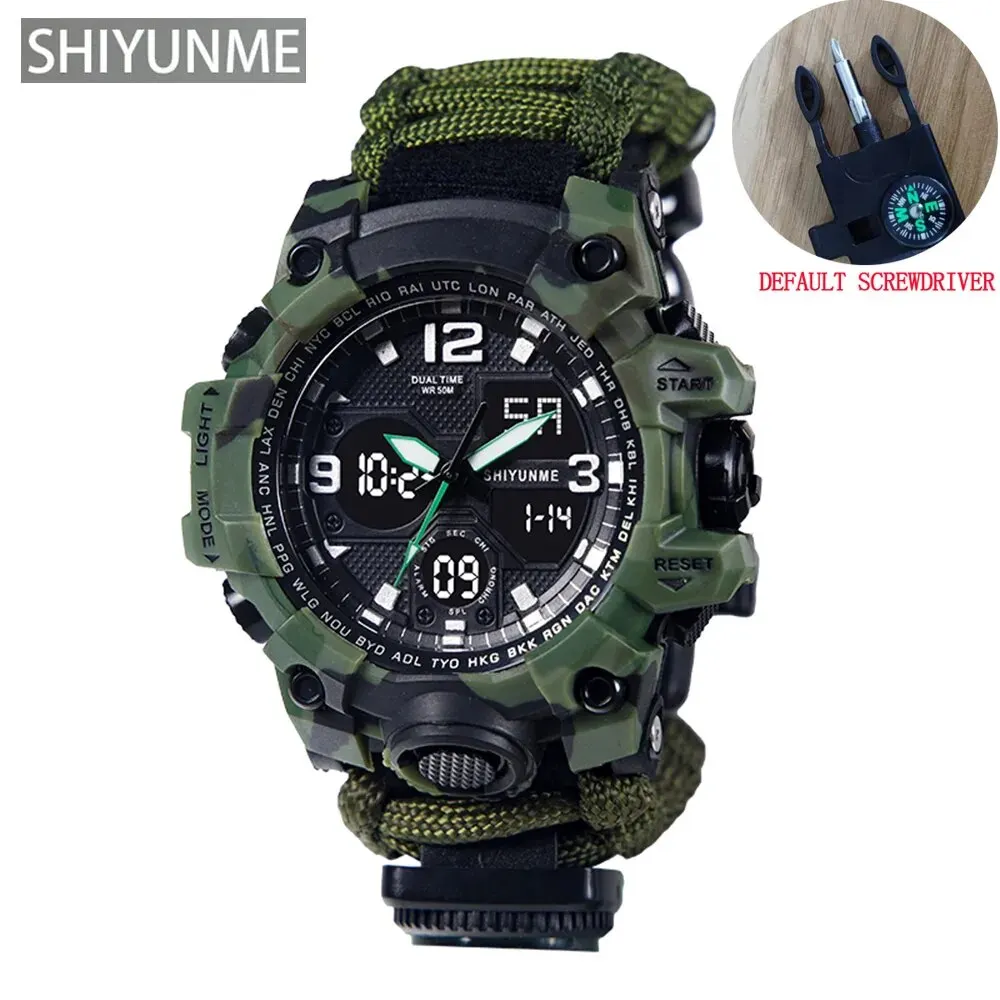 Reloj Deportivo (verde), Reloj Digital Led Impermeable Para Hombre, Brújula Para Acampada Al Aire Libre.
