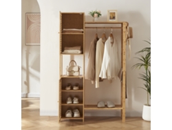 [en.casa] Perchero Burro De Bambú – 1 Barra, Estante Para Sombreros Y Estante Para Zapatos – 140x90x45 Cm – Natural