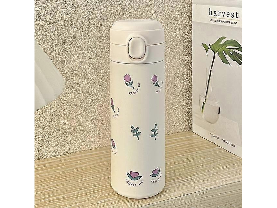 Taza térmica con pajita y diseño de tulipán, con hebilla y pajita, para té, leche y café, botella de agua de viaje a prueba de fugas Ly Ebike