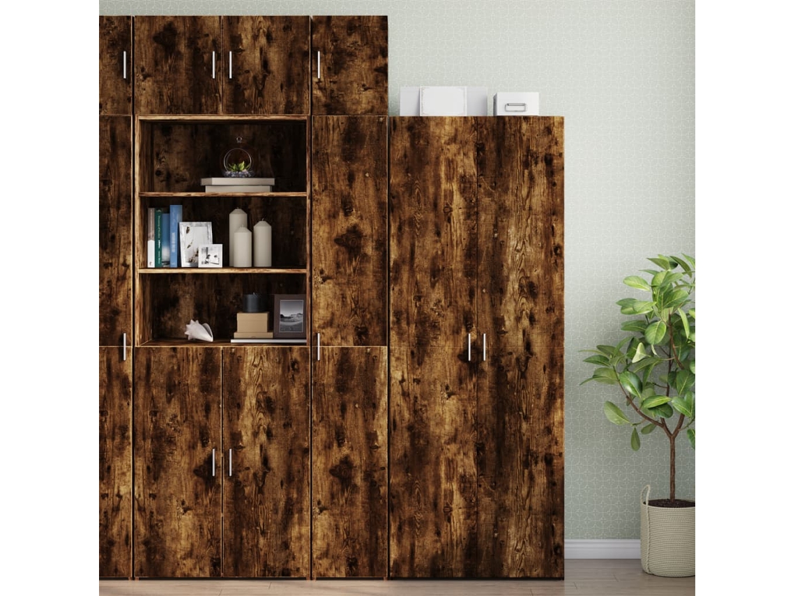 Armario Estrecho Madera Ingeniería Roble Ahumado 30x42,5x225 Cm