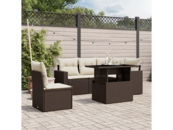 Conjunto de sofá de jardín de 6 piezas con cojines de mimbre sintético marrón de DKD Home Decor