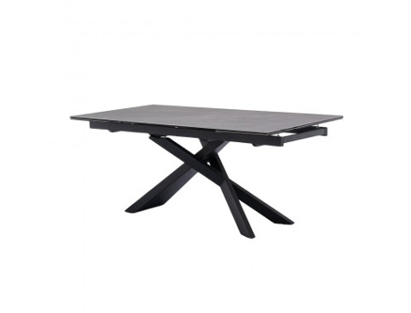 Mesa de comedor extensible Benio gris oscuro 180/260x90x76 cms tablero de cerámica y cristal patas de metal 50 kg máx. CASA VITAL