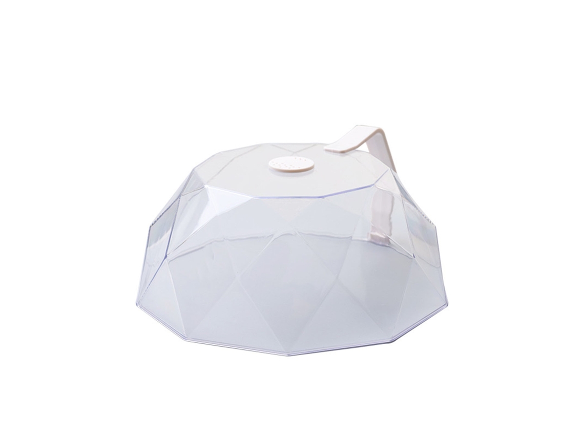 Tapa Geométrica Antisalpicaduras Para Microondas Con Orificio De Ventilación Para Vapor Y Asa Blanca.