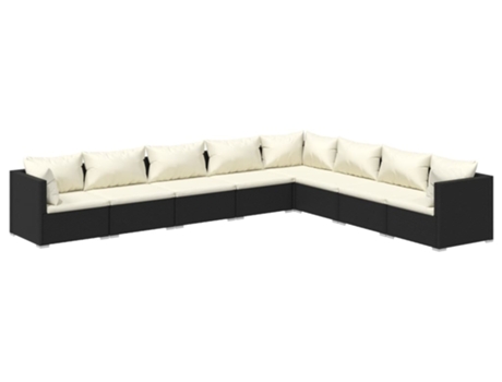 Conjunto 8 de muebles de jardín VIDAXL y cojines ratán sintético negro