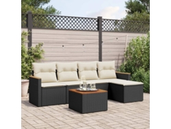 Conjunto de sofás de jardín de 6 piezas DKD Home Decor con cojines de mimbre negros