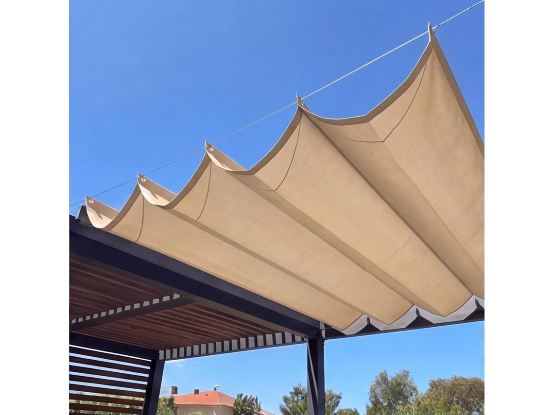 Toldo Retráctil Ondulado (220 X 220 Cm) Impermeable De Poliéster , Ajustable