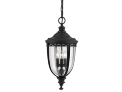 FEISS de luz de techo al aire libre (Fe-Eb8-L-Blk) Acero de brida inglés, vidrio prensado E14 3 Bulbos