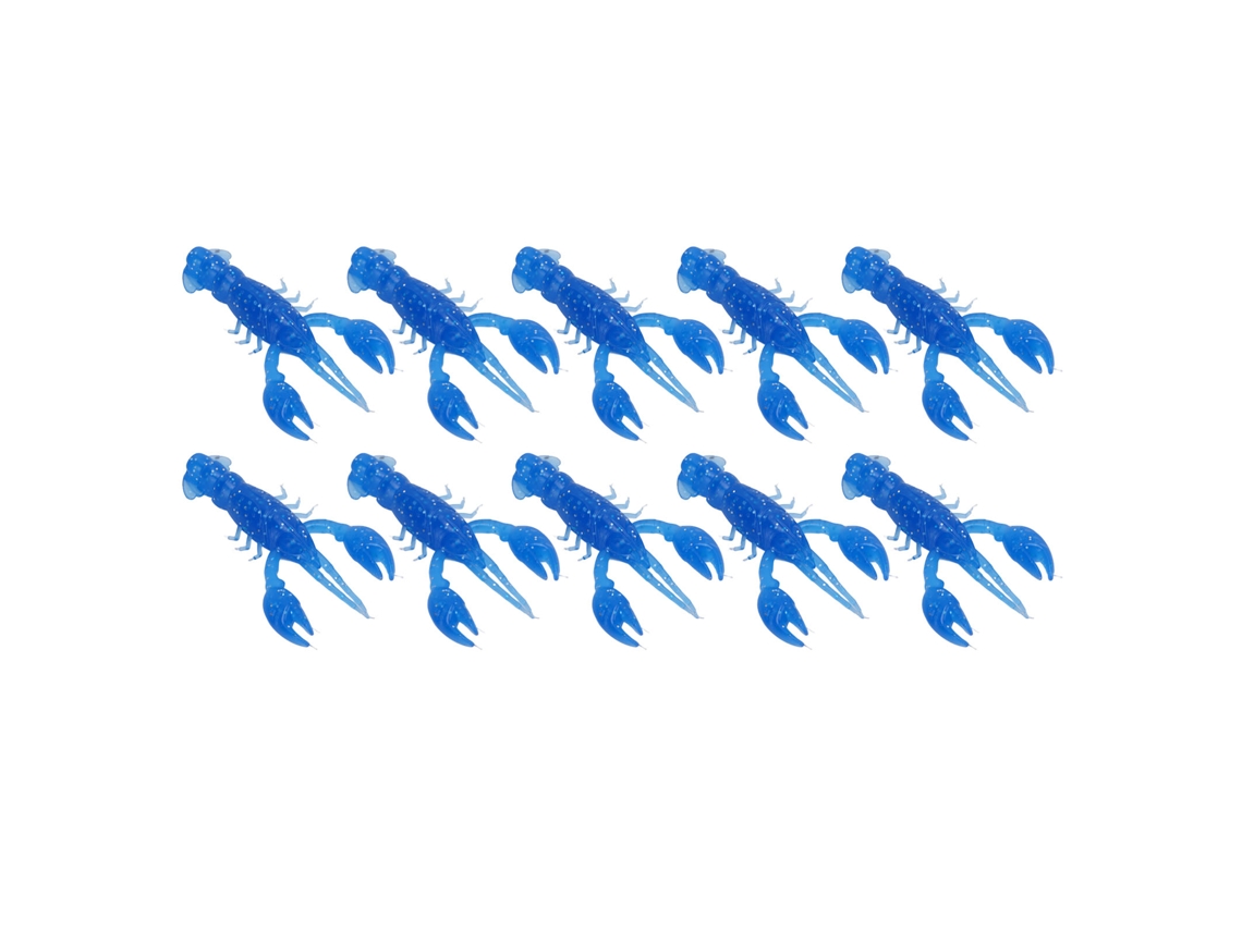 10 Señuelos Artificiales De Pvc Con Forma De Gamba Blanda Para Pesca De Lubina, Color Azul, 5,5 Cm.