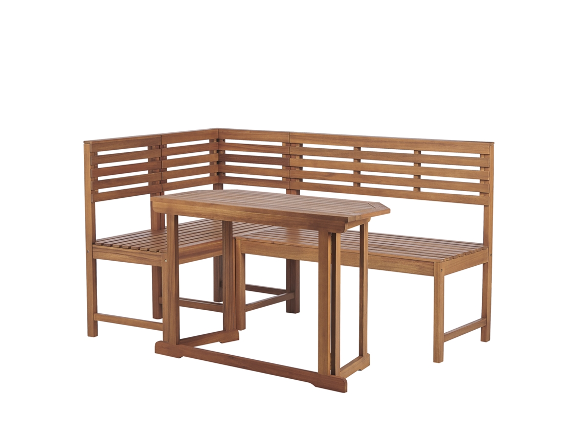 Conjunto de balcón esquinero de madera de acacia BELIANI Treia