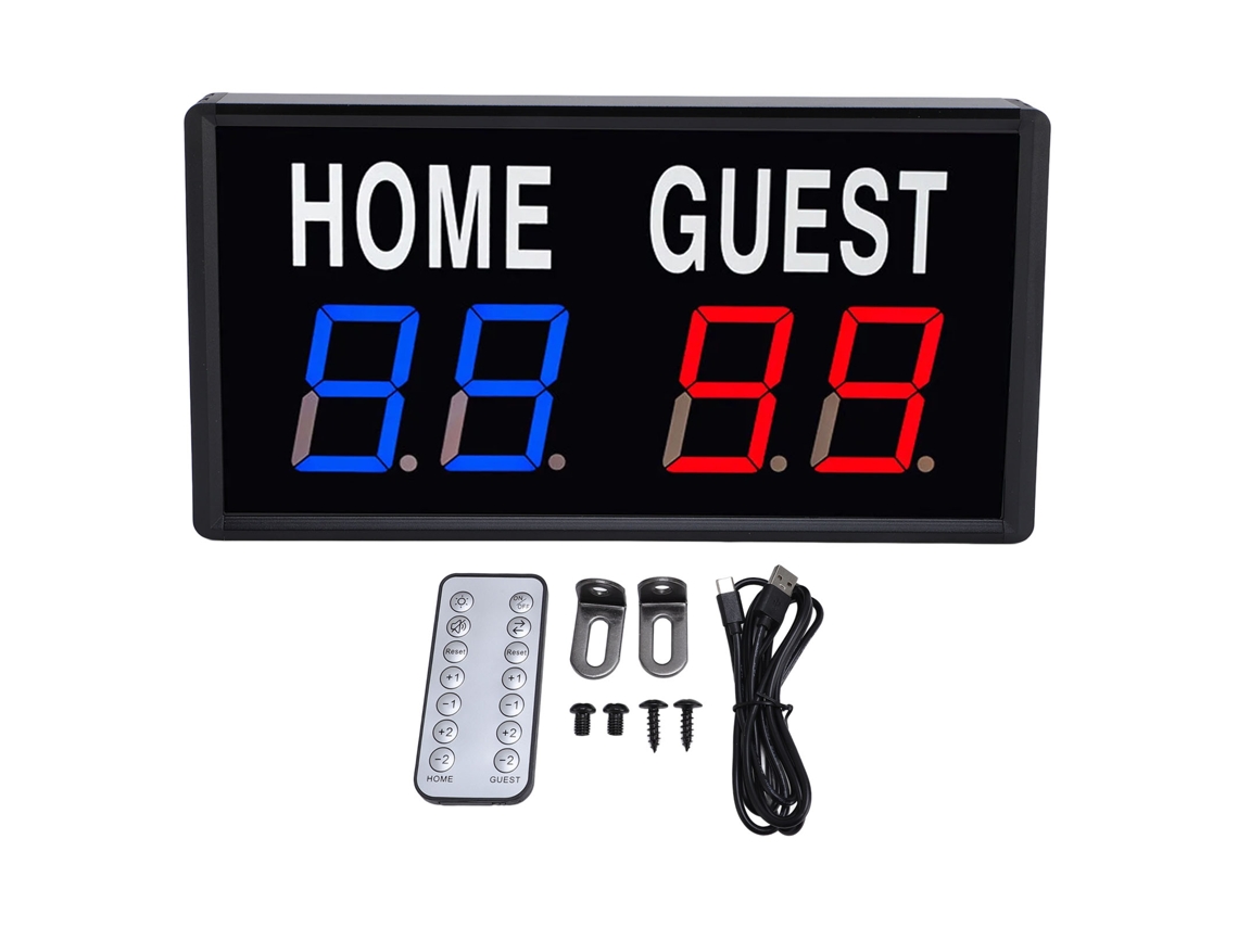 2026-pizarra Electrónica Led Con Control Remoto Para Baloncesto Ping-pong Bádminton Interior Exterior Usb-c 5v 2a Local Visitante
