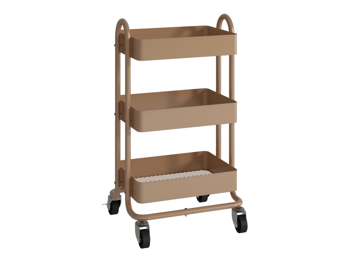 Carro de servicio Pyhäntä con 3 cestas acero 79 x 46 x 35 cm - Marrón claro EN.CASA